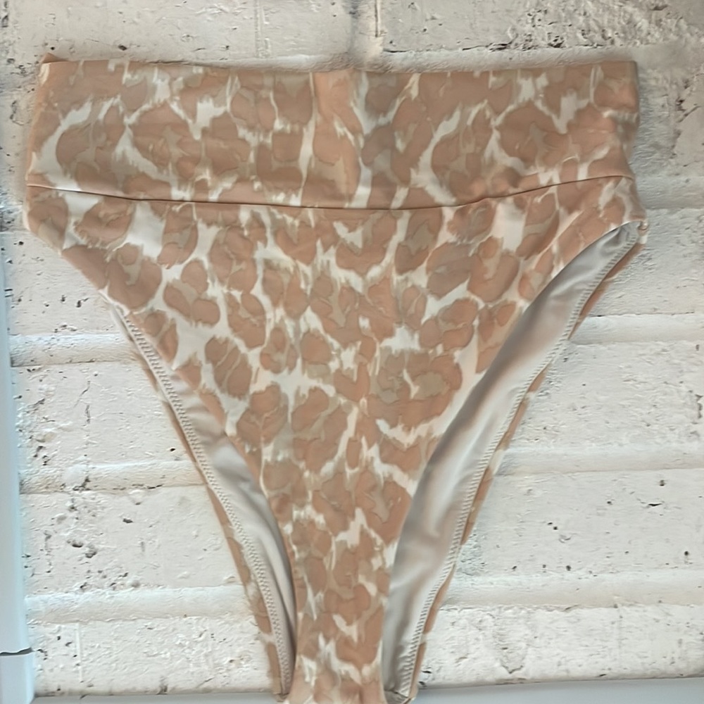 Aerie Leopard Longline Scoop Bikini Top and High Cut Cheeky Bikini Bottom - Picture 5 of 7